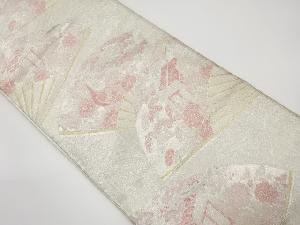 扇に御所車・孔雀模様織り出し袋帯